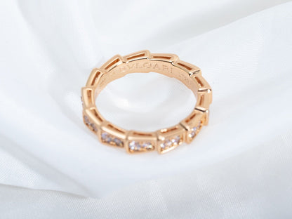 [Glitter Jewelry]SERPENTI RING PINK GOLD DIAMOND PAVED 3MM