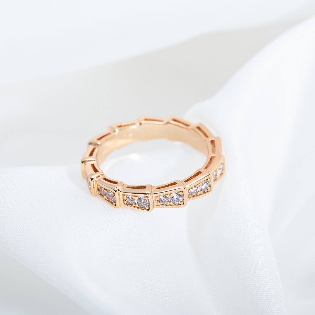 [Glitter Jewelry]SERPENTI RING PINK GOLD DIAMOND PAVED 3MM