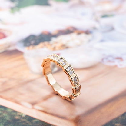 [Glitter Jewelry]SERPENTI RING PINK GOLD DIAMOND PAVED 3MM
