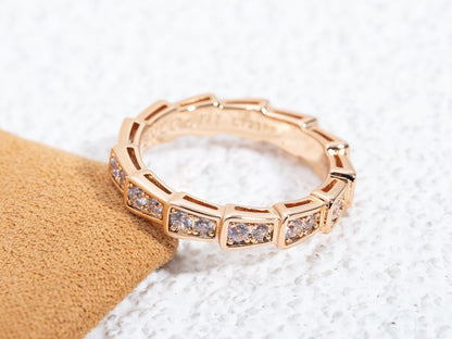 [Glitter Jewelry]SERPENTI RING PINK GOLD DIAMOND PAVED 3MM