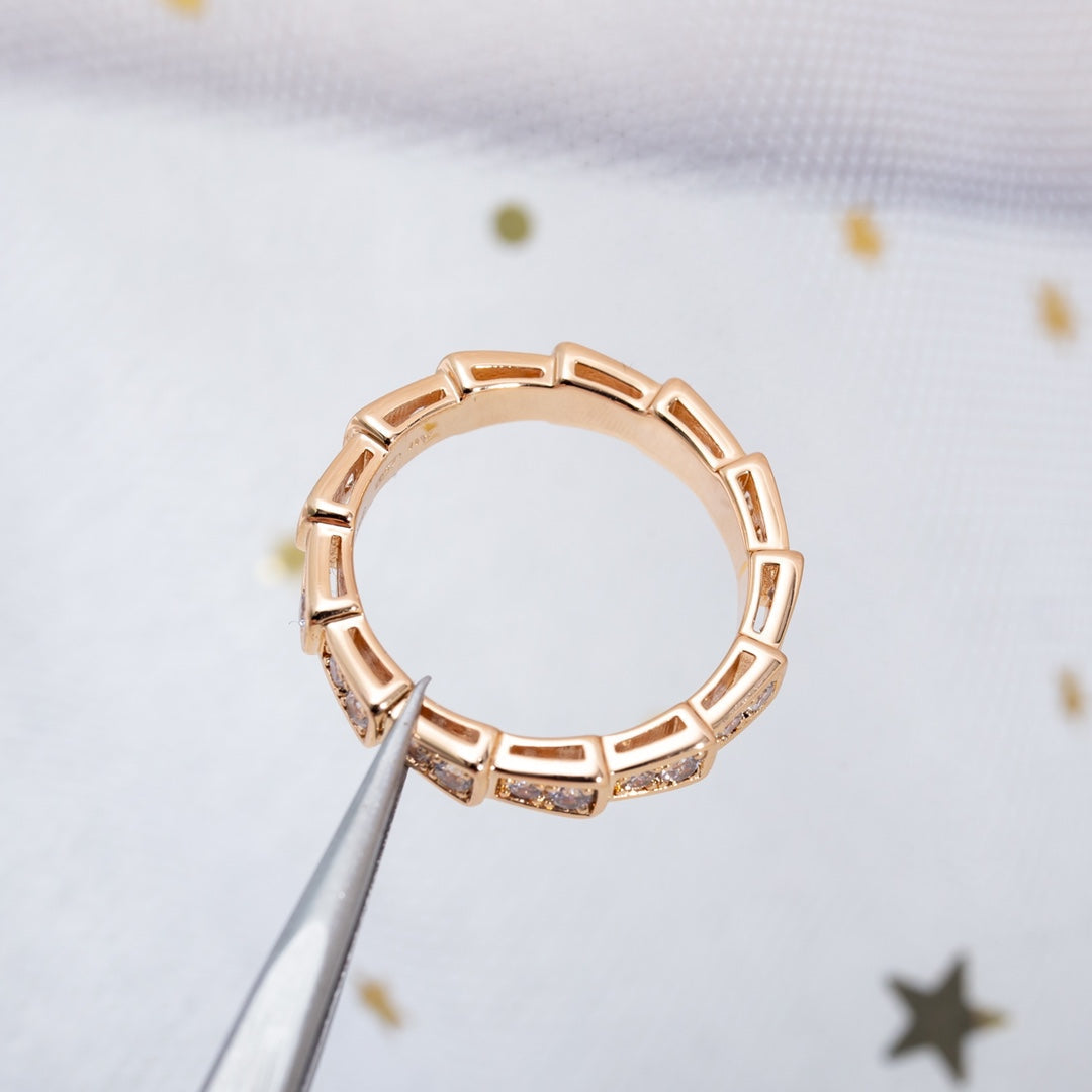 [Glitter Jewelry]SERPENTI RING PINK GOLD DIAMOND PAVED 3MM