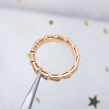 [Glitter Jewelry]SERPENTI RING PINK GOLD DIAMOND PAVED 3MM