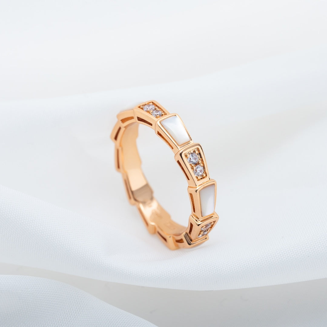 [Glitter Jewelry]SERPENTI RING PINK GOLD DIAMOND MOP 3MM