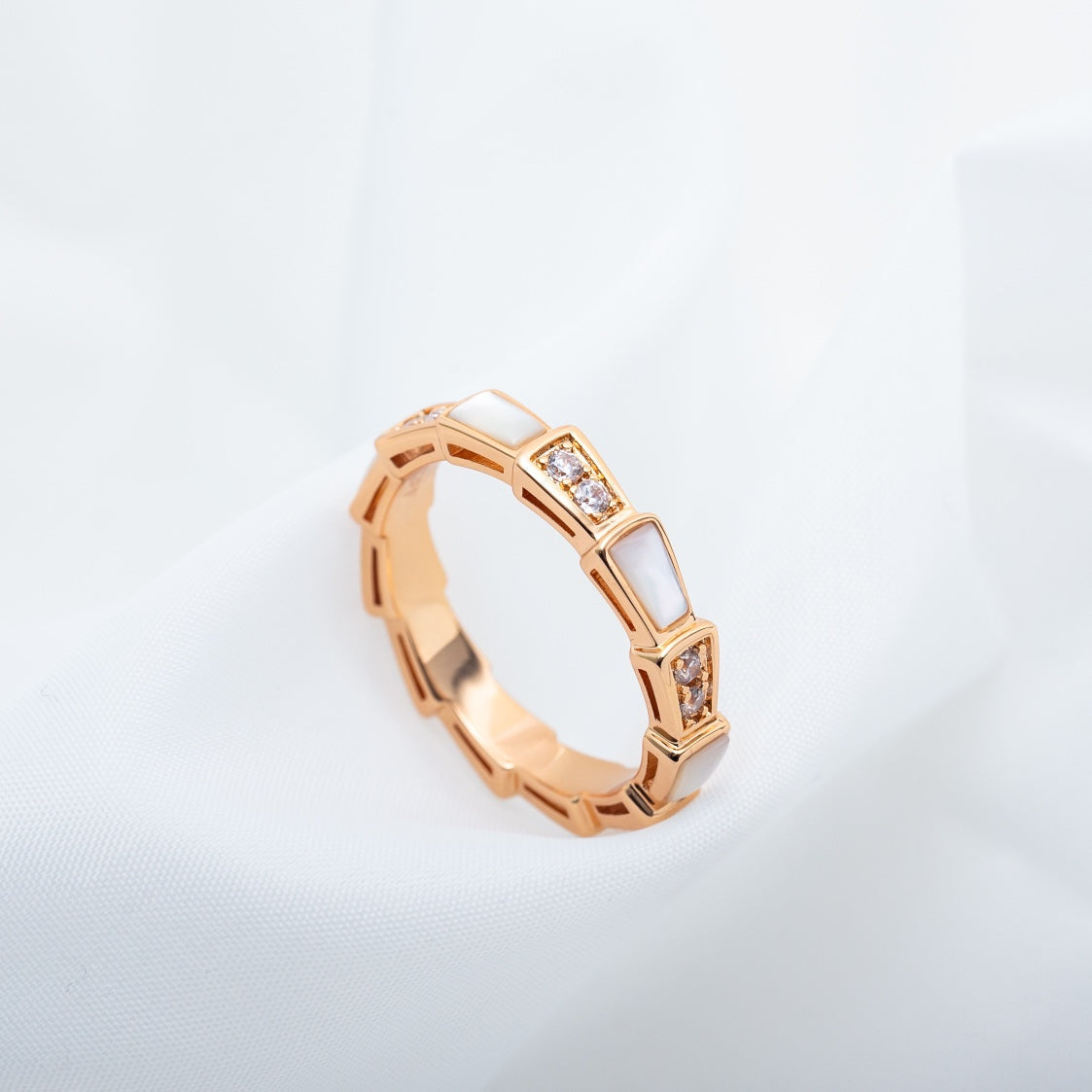 [Glitter Jewelry]SERPENTI RING PINK GOLD DIAMOND MOP 3MM