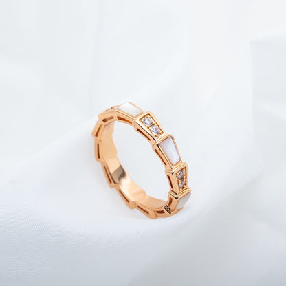 [Glitter Jewelry]SERPENTI RING PINK GOLD DIAMOND MOP 3MM