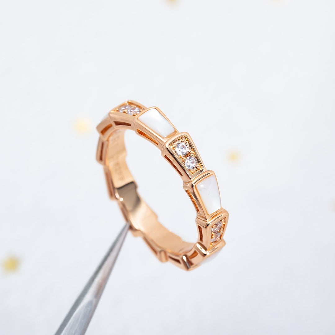 [Glitter Jewelry]SERPENTI RING PINK GOLD DIAMOND MOP 3MM