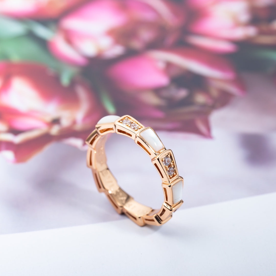 [Glitter Jewelry]SERPENTI RING PINK GOLD DIAMOND MOP 3MM