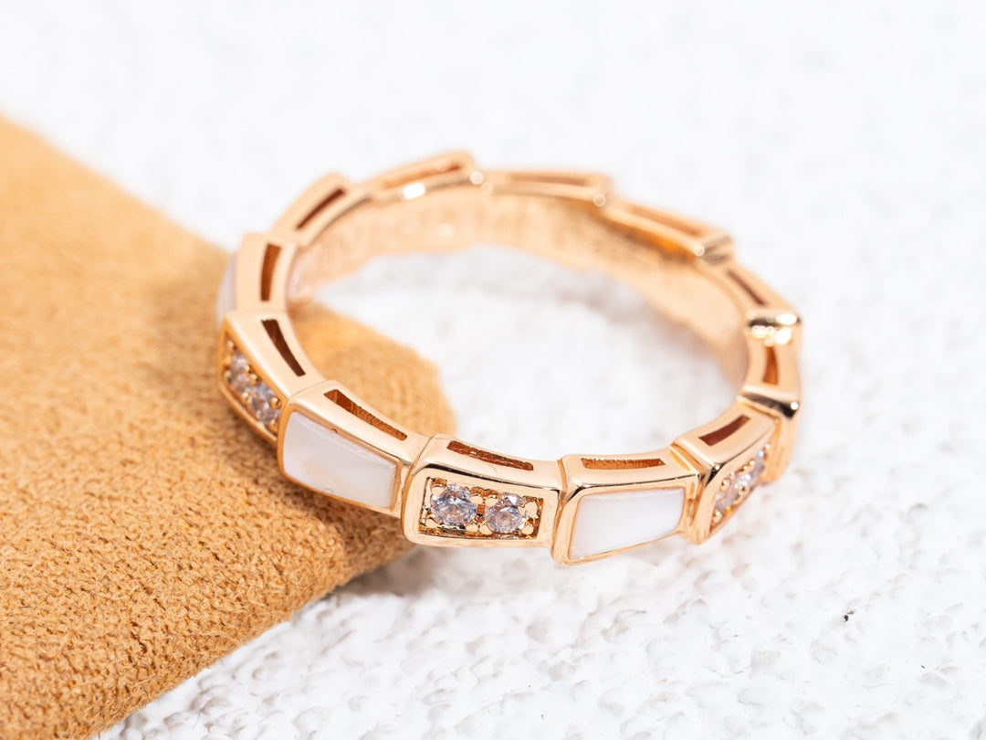 [Glitter Jewelry]SERPENTI RING PINK GOLD DIAMOND MOP 3MM