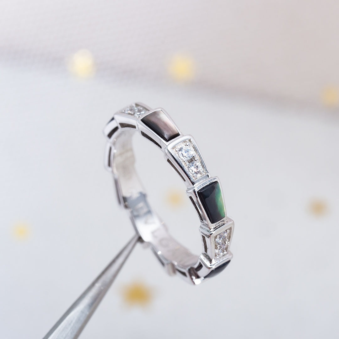 [Glitter Jewelry]SERPENTI RING SILVER  DIAMOND BLACK MOP 3MM