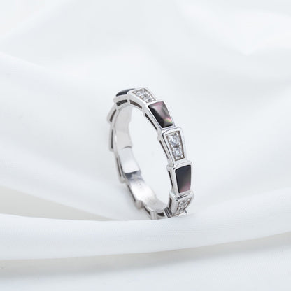 [Glitter Jewelry]SERPENTI RING SILVER  DIAMOND BLACK MOP 3MM
