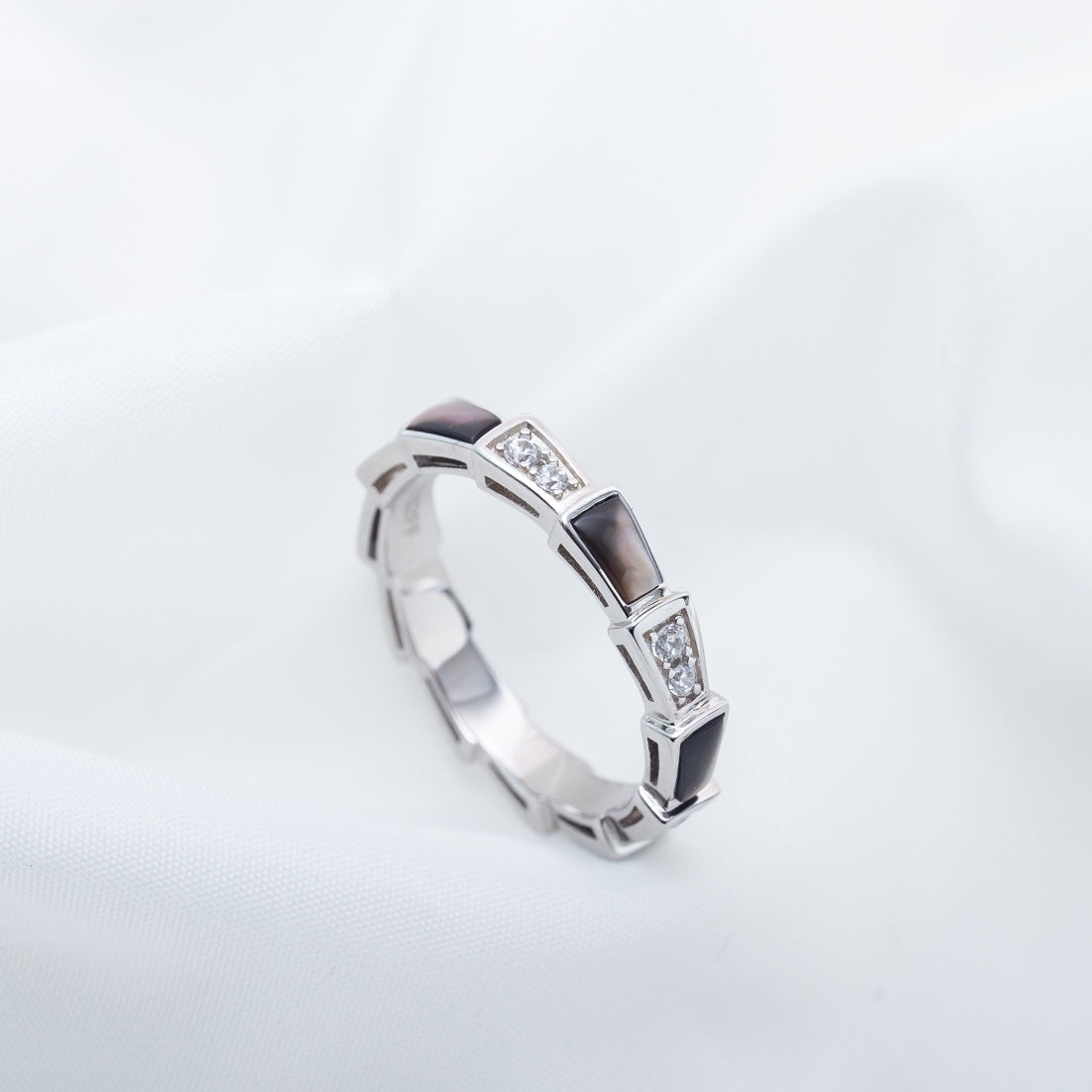 [Glitter Jewelry]SERPENTI RING SILVER  DIAMOND BLACK MOP 3MM