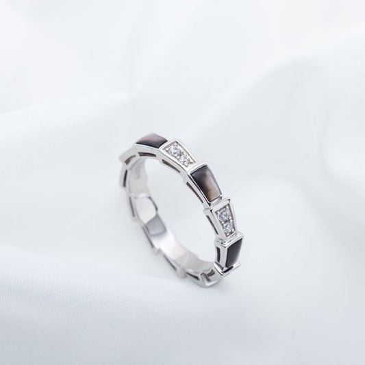 [Glitter Jewelry]SERPENTI RING SILVER  DIAMOND BLACK MOP 3MM