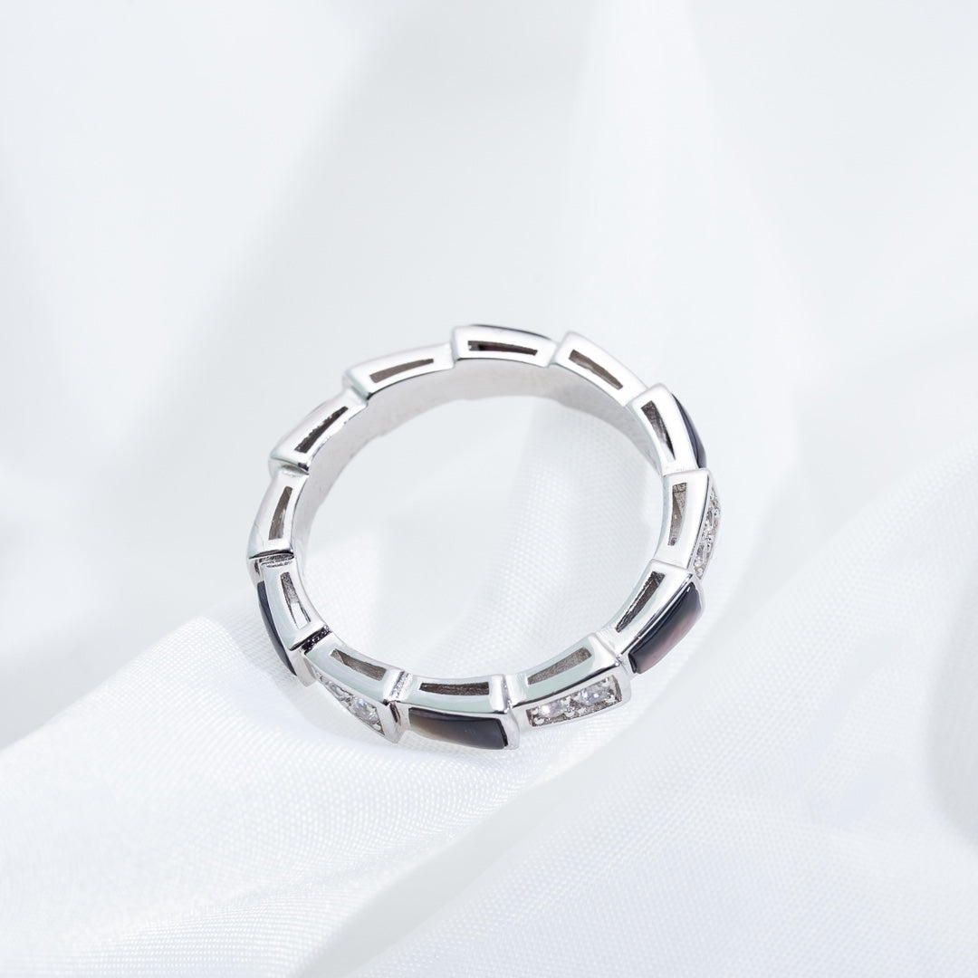 [Glitter Jewelry]SERPENTI RING SILVER  DIAMOND BLACK MOP 3MM