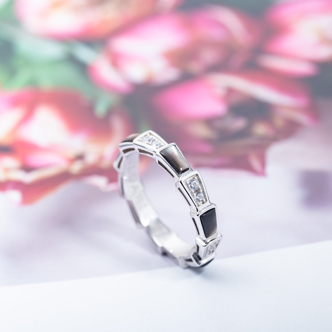 [Glitter Jewelry]SERPENTI RING SILVER  DIAMOND BLACK MOP 3MM