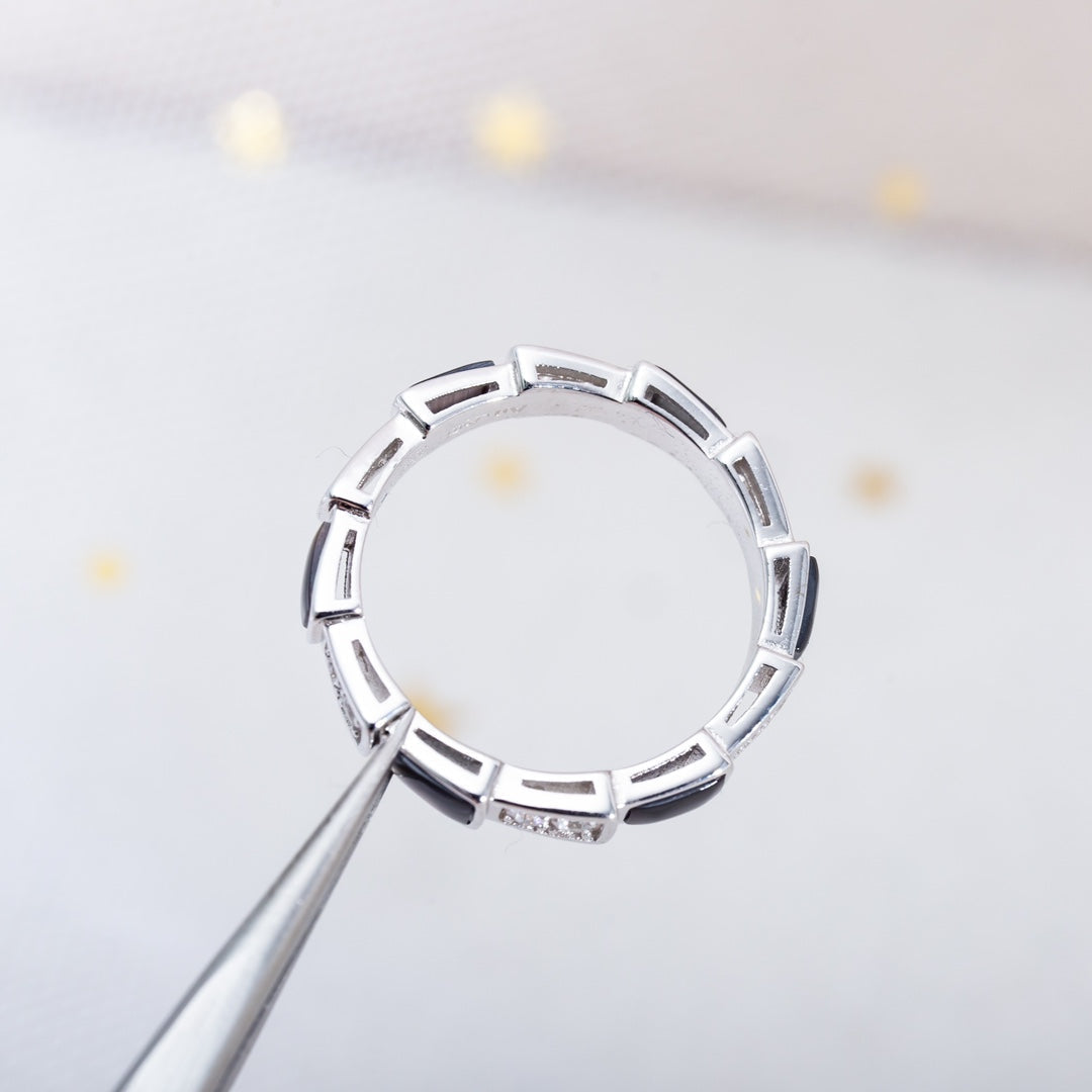 [Glitter Jewelry]SERPENTI RING SILVER  DIAMOND BLACK MOP 3MM