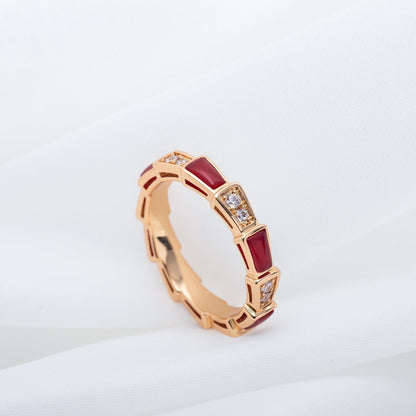 [Glitter Jewelry]SERPENTI RING PINK GOLD CARNELIAN DIAMOND 3MM