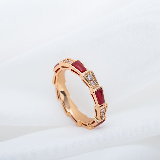 [Glitter Jewelry]SERPENTI RING PINK GOLD CARNELIAN DIAMOND 3MM