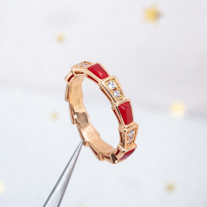 [Glitter Jewelry]SERPENTI RING PINK GOLD CARNELIAN DIAMOND 3MM