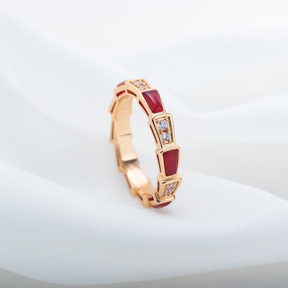 [Glitter Jewelry]SERPENTI RING PINK GOLD CARNELIAN DIAMOND 3MM