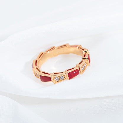 [Glitter Jewelry]SERPENTI RING PINK GOLD CARNELIAN DIAMOND 3MM