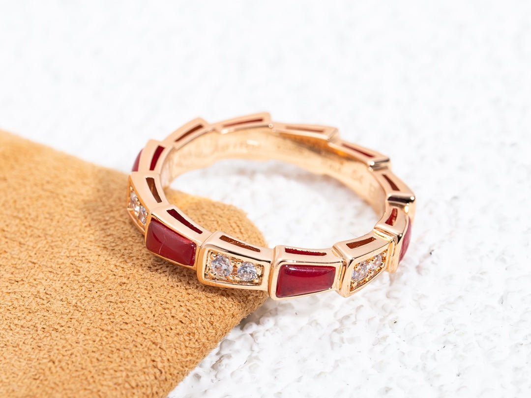 [Glitter Jewelry]SERPENTI RING PINK GOLD CARNELIAN DIAMOND 3MM