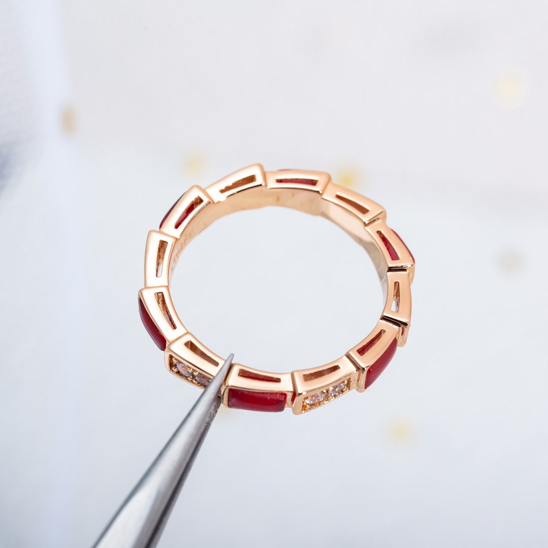 [Glitter Jewelry]SERPENTI RING PINK GOLD CARNELIAN DIAMOND 3MM
