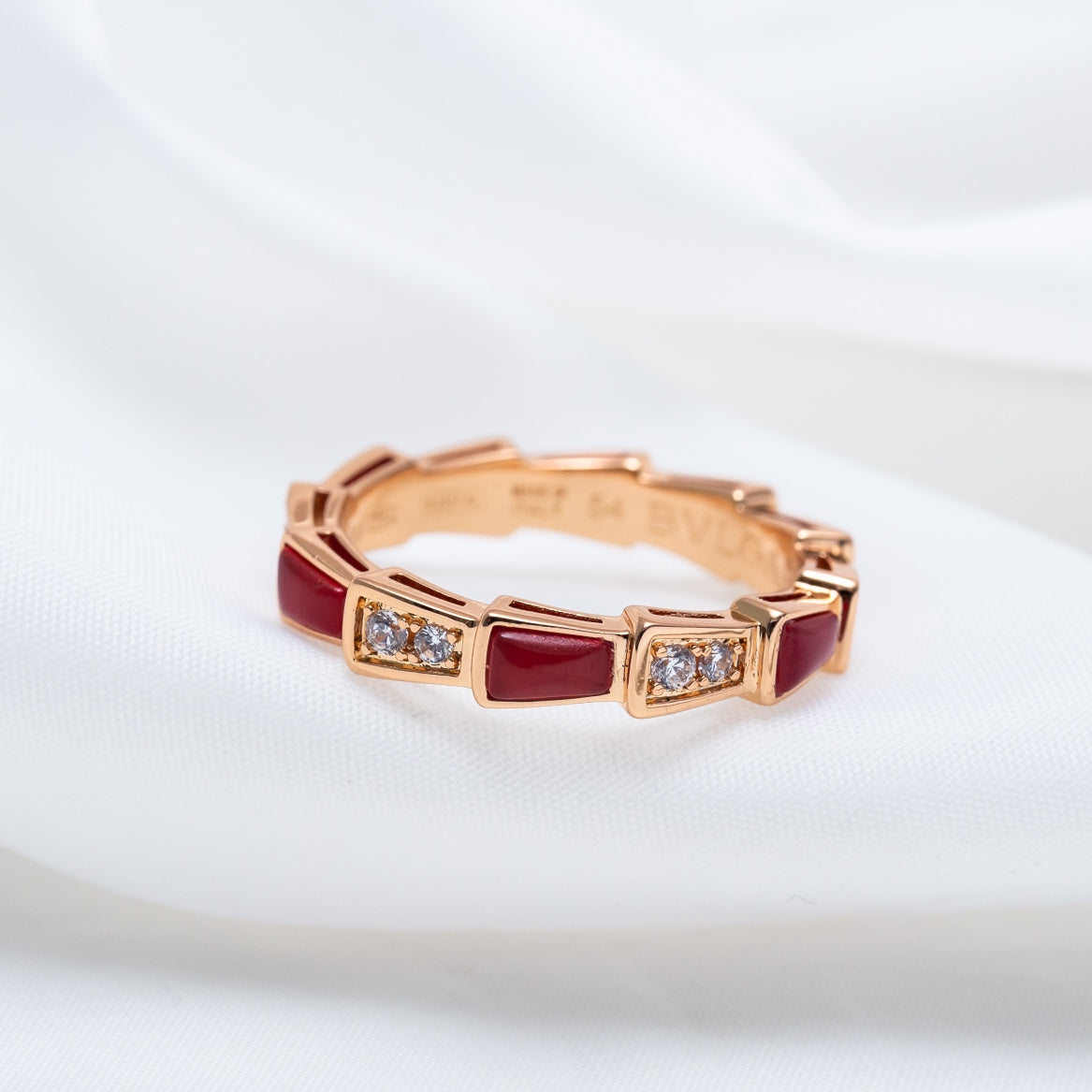 [Glitter Jewelry]SERPENTI RING PINK GOLD CARNELIAN DIAMOND 3MM