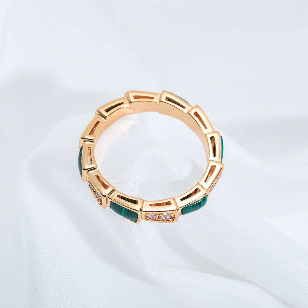 [Glitter Jewelry]SERPENTI RING PINK GOLD MALACHITE DIAMOND 3MM