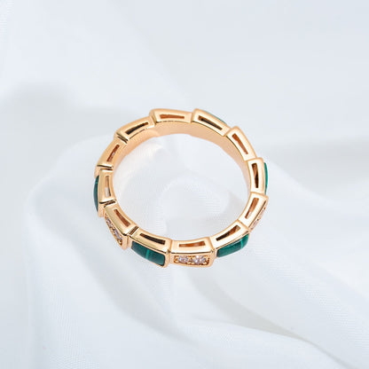 [Glitter Jewelry]SERPENTI RING PINK GOLD MALACHITE DIAMOND 3MM