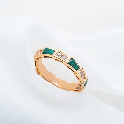 [Glitter Jewelry]SERPENTI RING PINK GOLD MALACHITE DIAMOND 3MM