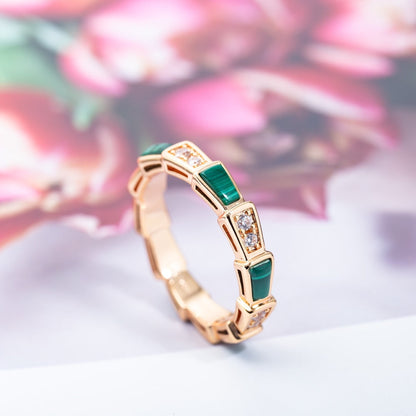 [Glitter Jewelry]SERPENTI RING PINK GOLD MALACHITE DIAMOND 3MM