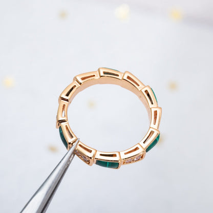 [Glitter Jewelry]SERPENTI RING PINK GOLD MALACHITE DIAMOND 3MM