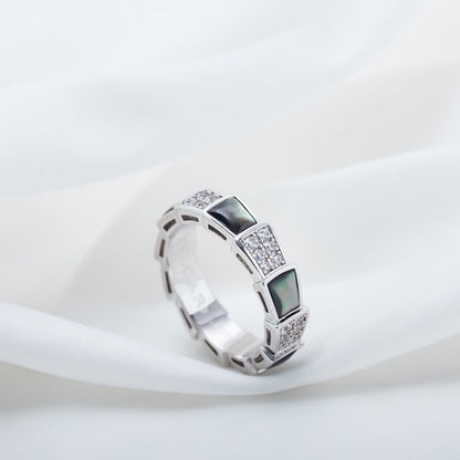 [Glitter Jewelry]SERPENTI RING SILVER DIAMOND BLACK MOP 4MM