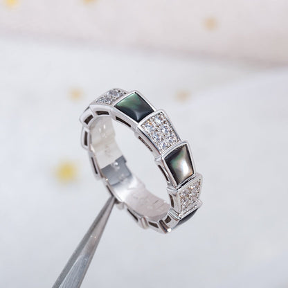 [Glitter Jewelry]SERPENTI RING SILVER DIAMOND BLACK MOP 4MM