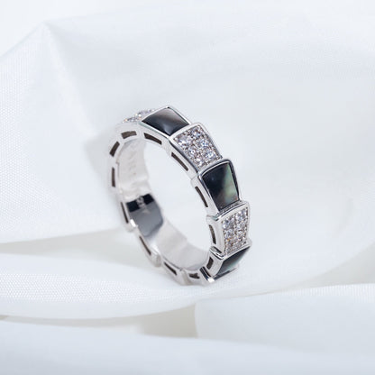 [Glitter Jewelry]SERPENTI RING SILVER DIAMOND BLACK MOP 4MM