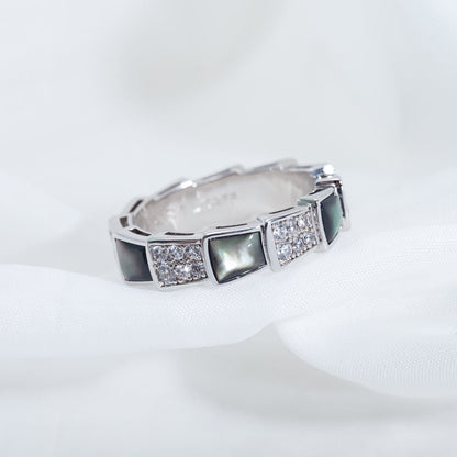 [Glitter Jewelry]SERPENTI RING SILVER DIAMOND BLACK MOP 4MM