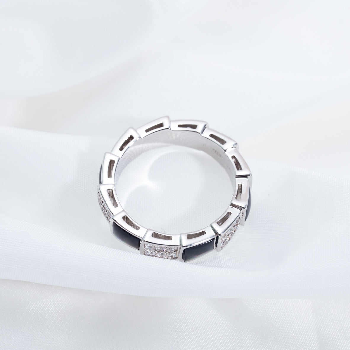 [Glitter Jewelry]SERPENTI RING SILVER DIAMOND BLACK MOP 4MM
