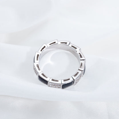 [Glitter Jewelry]SERPENTI RING SILVER DIAMOND BLACK MOP 4MM
