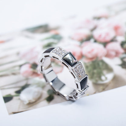 [Glitter Jewelry]SERPENTI RING SILVER DIAMOND BLACK MOP 4MM