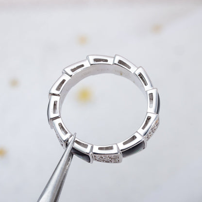 [Glitter Jewelry]SERPENTI RING SILVER DIAMOND BLACK MOP 4MM