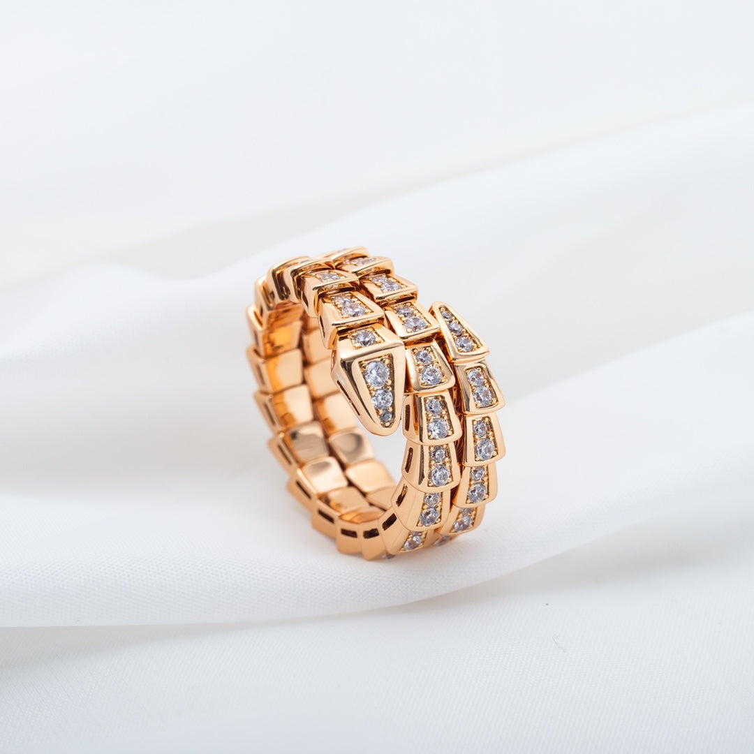 [Glitter Jewelry]SERPENTI RING PINK GOLD DIAMOND DOUBLE ROW