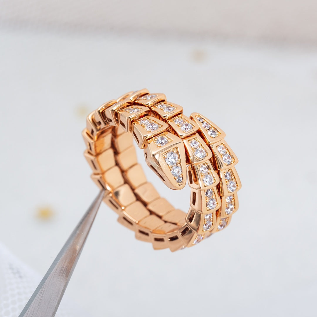 [Glitter Jewelry]SERPENTI RING PINK GOLD DIAMOND DOUBLE ROW