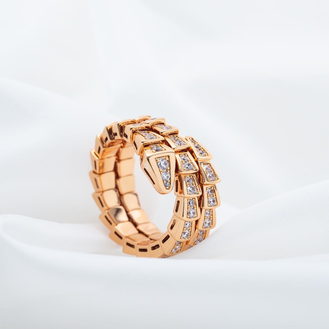 [Glitter Jewelry]SERPENTI RING PINK GOLD DIAMOND DOUBLE ROW