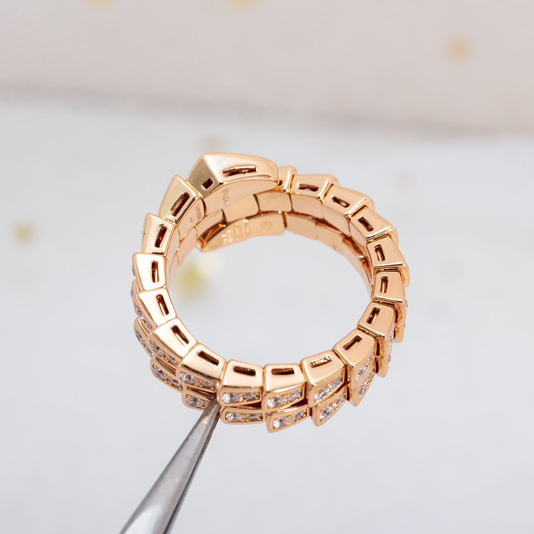 [Glitter Jewelry]SERPENTI RING PINK GOLD DIAMOND DOUBLE ROW
