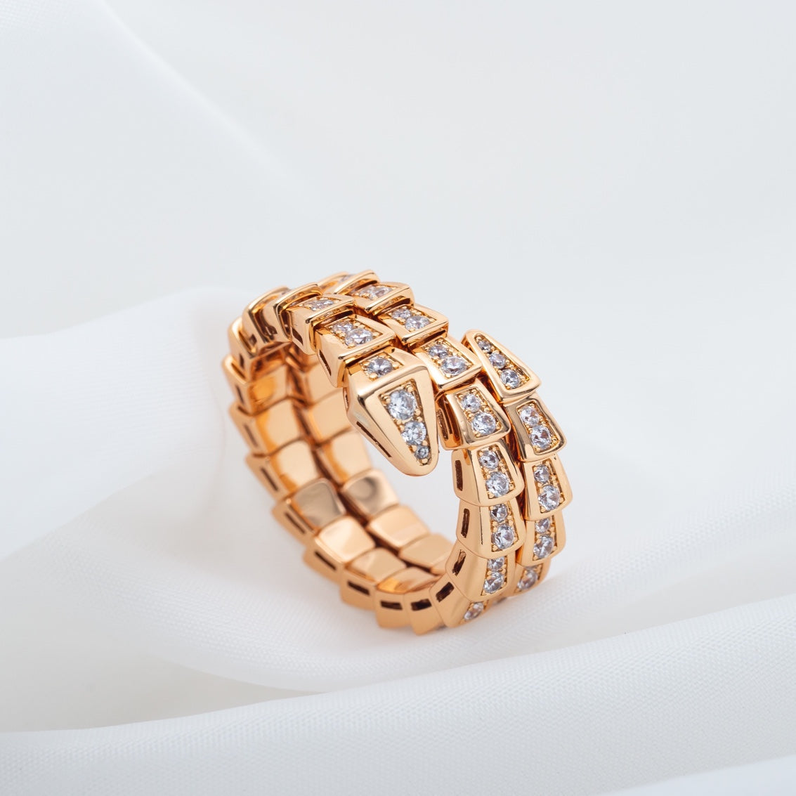 [Glitter Jewelry]SERPENTI RING PINK GOLD DIAMOND DOUBLE ROW