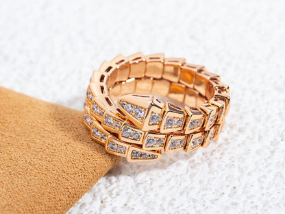 [Glitter Jewelry]SERPENTI RING PINK GOLD DIAMOND DOUBLE ROW