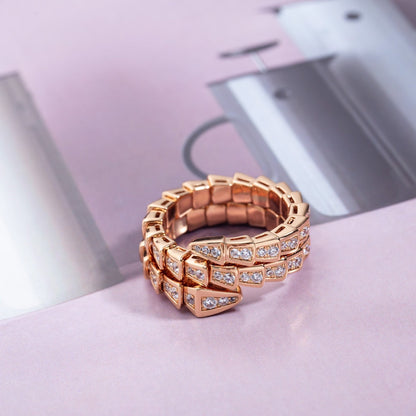 [Glitter Jewelry]SERPENTI RING PINK GOLD DIAMOND DOUBLE ROW