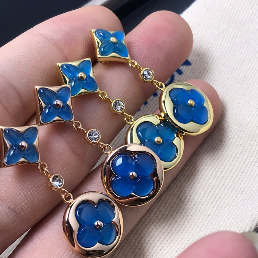[Glitter Jewelry]STAR AND SUN AGATE DIAMOND EARRINGS