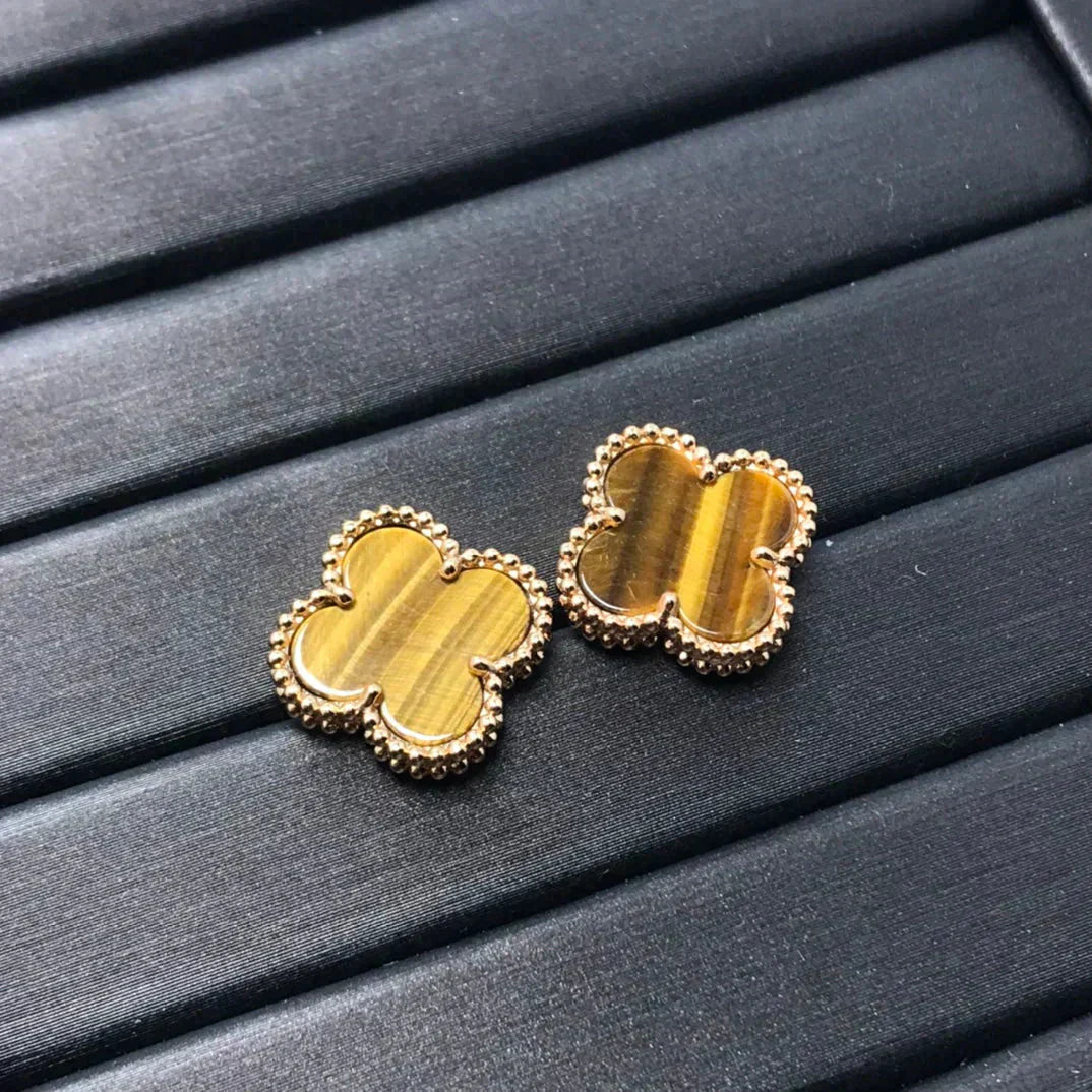 [Glitter Jewelry]CLOVER MEDIUM 1 MOTIFS TIGER EYE EARRINGS