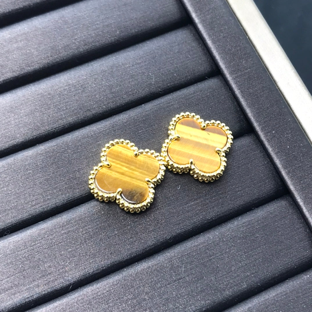 [Glitter Jewelry]CLOVER MEDIUM 1 MOTIFS TIGER EYE EARRINGS